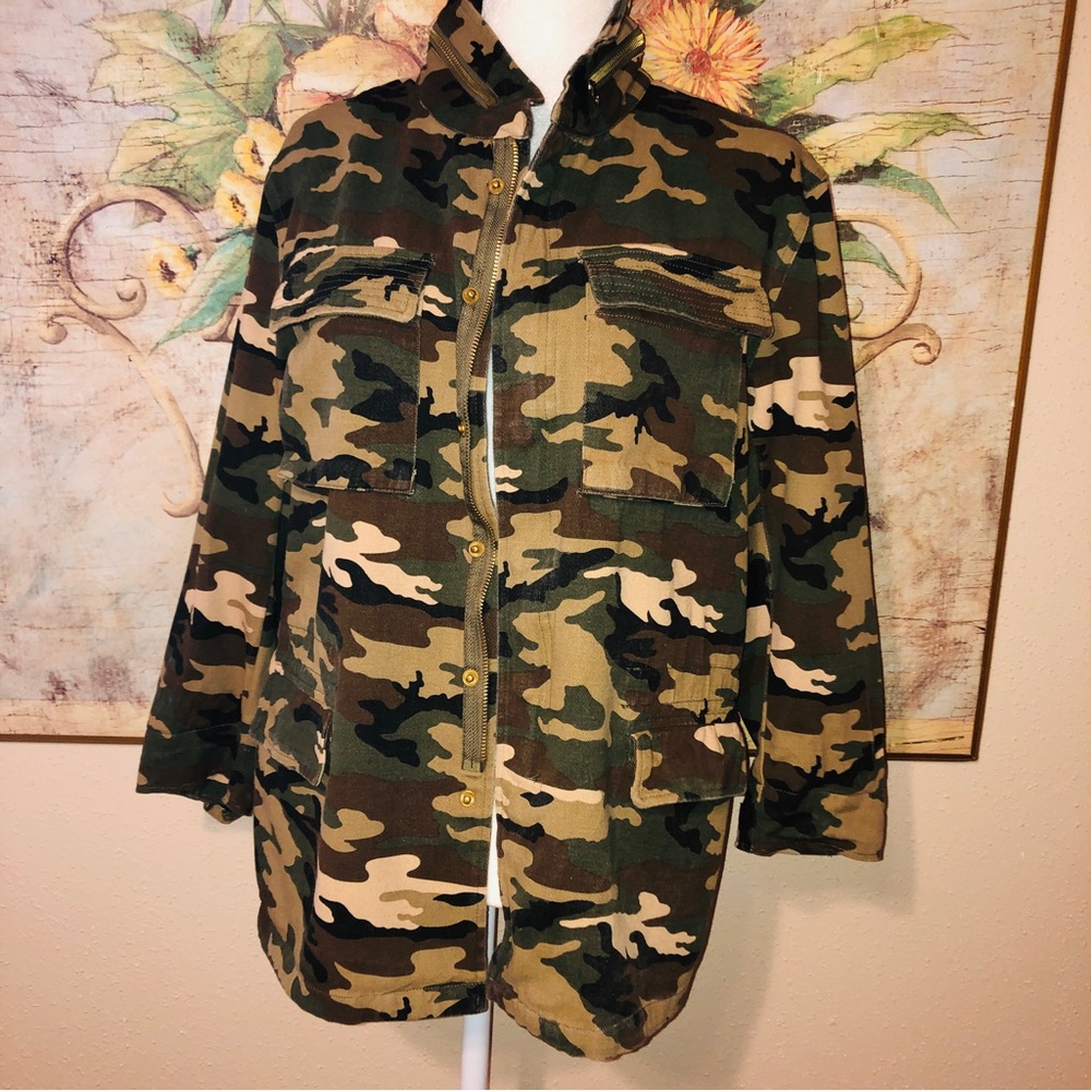 Sz M Asmax Haoduoyi Brown & Green Boho Camo Jacket - Picture 4 of 16